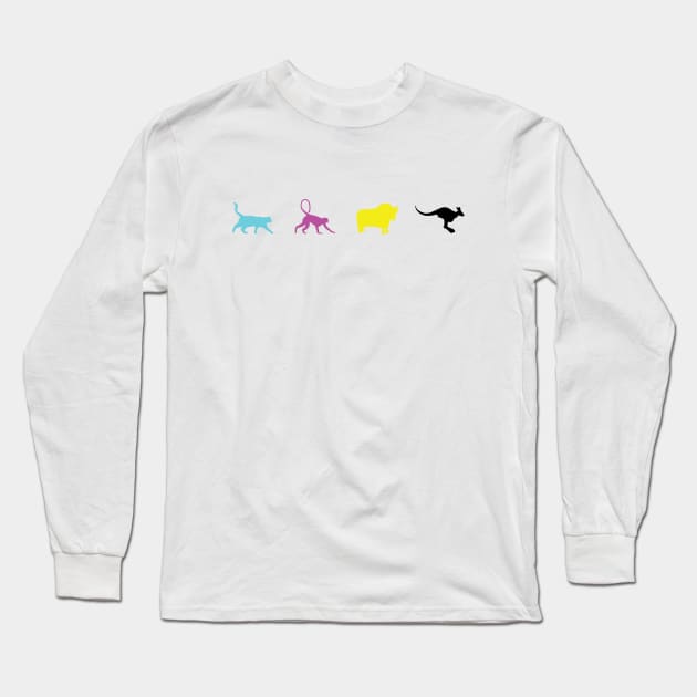 Cat Monkey Yak Kangaroo Long Sleeve T-Shirt by Shinsen Merch